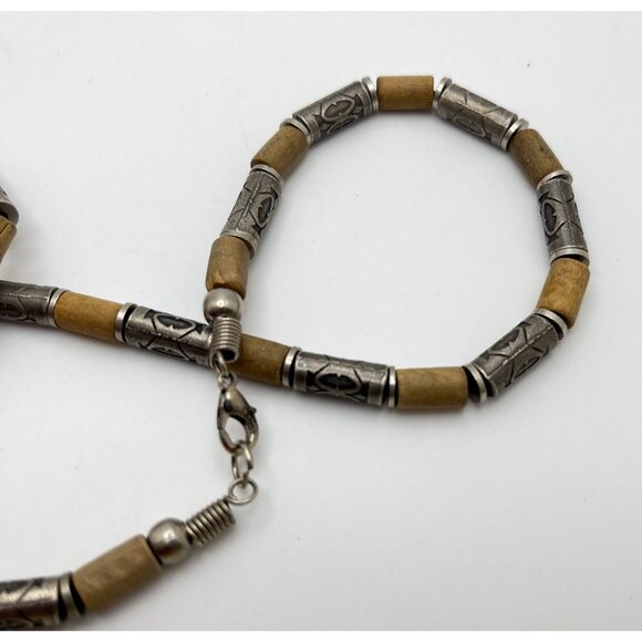 Vintage Beaded Necklace Tribal Design Beach Boho Surfer Hippie Unisex Jewelry - Picture 4 of 6